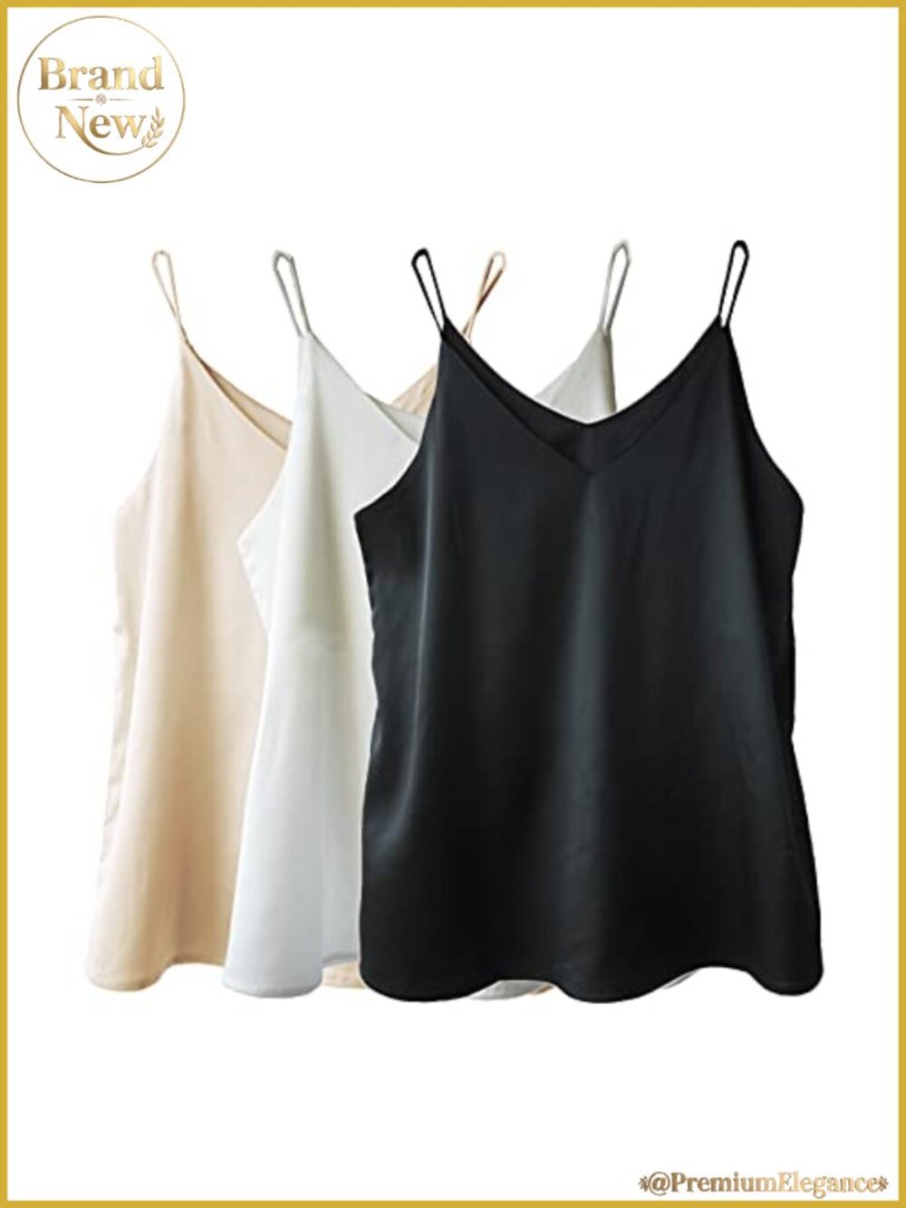Silk Satin V-Neck Camisole Tank Top Spaghetti Strap Blouse